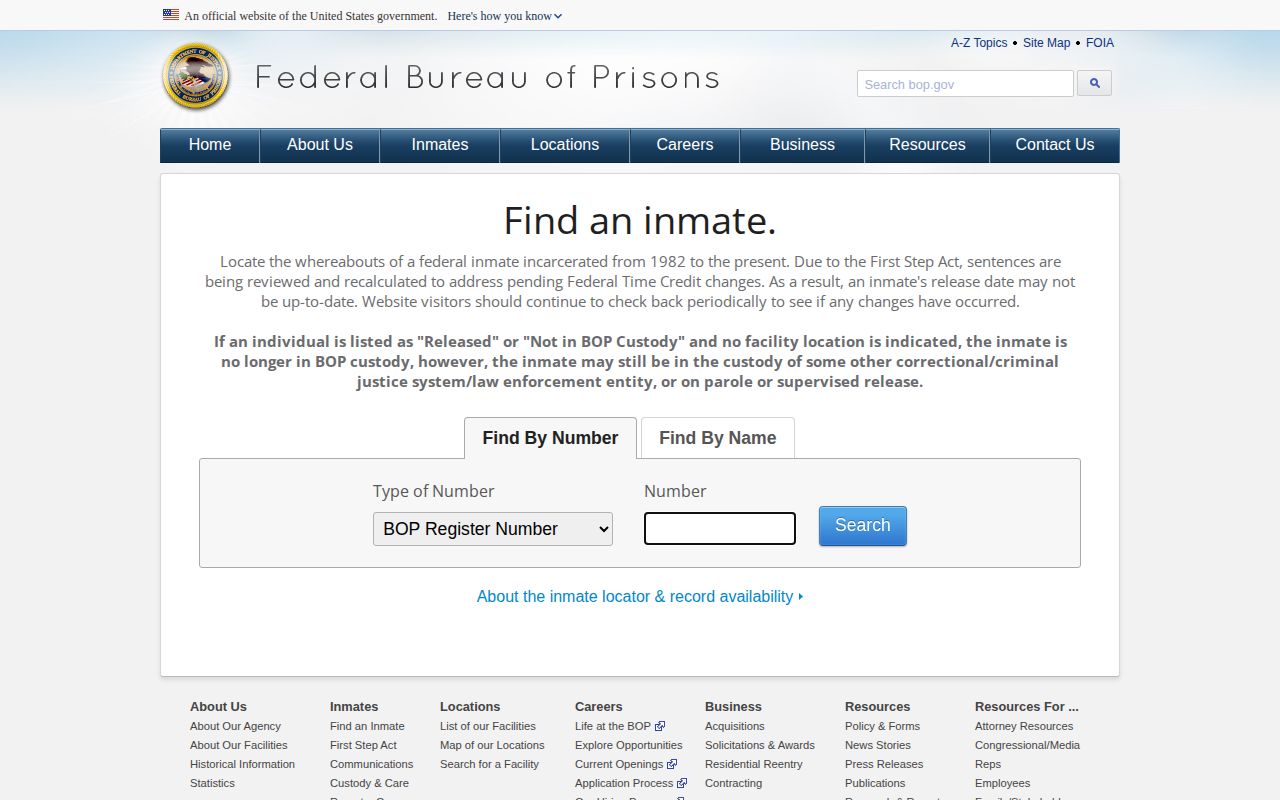Federal BOP release lookup for a person with Yellow Medicine County ties